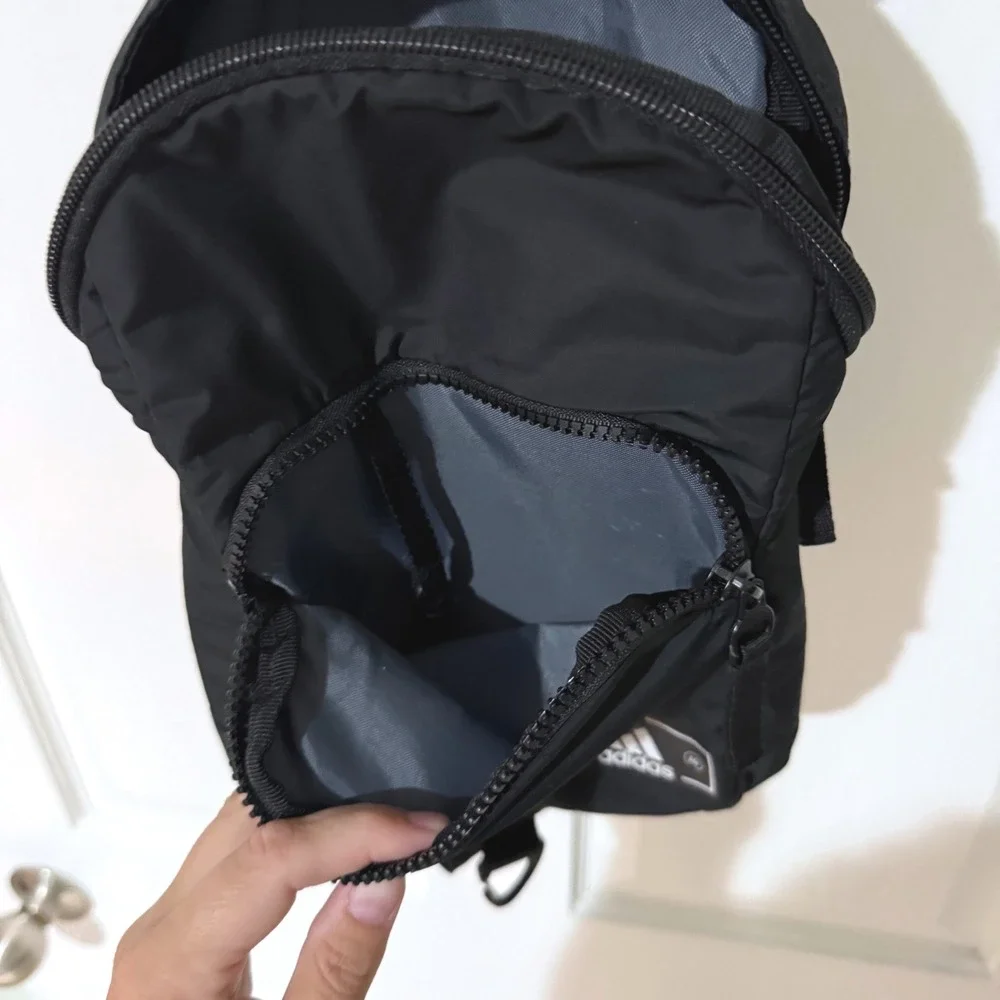 Adidas Black Sling Bag Crossbody Backpack Adjustable Strap Wipe Clean Utility